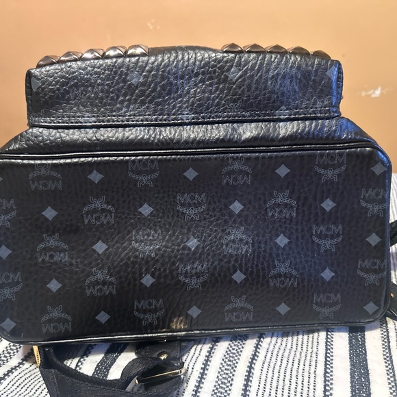 MCM Black and Gold Studded Backpack - Picture 10 of 12